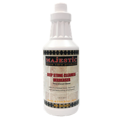 Deep Stone Cleaner/Degreaser Qt. deep, clean, cleaner, grout cleaner, degreaser, floor, strip, grease, heavy, duty, cleaning, concentrated, concentrate, alkaline, safe, polished, surfaces, surface, wax, marble, travertine, limestone, granite, travertine, onyx, soil, soiled, acrylic, finish, care, products, case, stonecare, stone care, waxed, majestic, m3 technologies, 