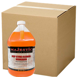 Deep Stone Cleaner/Degreaser (Case/4 Gal.) deep, clean, cleaner, grout cleaner, degreaser, floor, strip, grease, heavy, duty, cleaning, concentrated, concentrate, alkaline, safe, polished, surfaces, surface, wax, marble, travertine, limestone, granite, travertine, onyx, soil, soiled, acrylic, finish, care, products, case