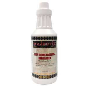 Deep Stone Cleaner/Degreaser Qt. deep, clean, cleaner, grout cleaner, degreaser, floor, strip, grease, heavy, duty, cleaning, concentrated, concentrate, alkaline, safe, polished, surfaces, surface, wax, marble, travertine, limestone, granite, travertine, onyx, soil, soiled, acrylic, finish, care, products, case, stonecare, stone care, waxed, majestic, m3 technologies, 