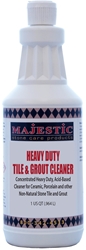 Heavy Duty Tile & Grout Cleaner (Acid Based) Qt. heavy, duty, tile, grout, cleaner, clean, cleaning, porcelain, ceramic, saltillo, man-made, quarry, heavy, duty, concentrated, acidic, acid, care, products, restore, restorer, stonecare, stone care, shower, gym, majestic, m3 technologies, 
