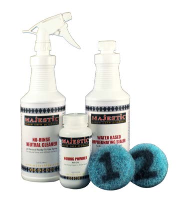 Majestic Honed Marble Restoration Kit  marble, polish, paste, etch, water mark, scratch, neutral cleaner, repair, kit, counter top, bathroom, conditioning treatment, easy to use, 