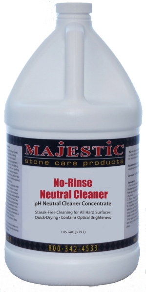 Neutral Cleaner Concentrate Gallon neutral, pH, concentrate, concentrated, counters, countertops, walls, granite, quartz, floors, floor, kitchen, bathroom, bath, shower, cleaner, clean, brighteners, hotels, commercial, homeowners, home, use, restaurants, safe, safety, effective, surfaces, hard, surface, quick, drying, streak, free, care, products, case, stonecare, stone, majestic, m3 technologies, chemical, 